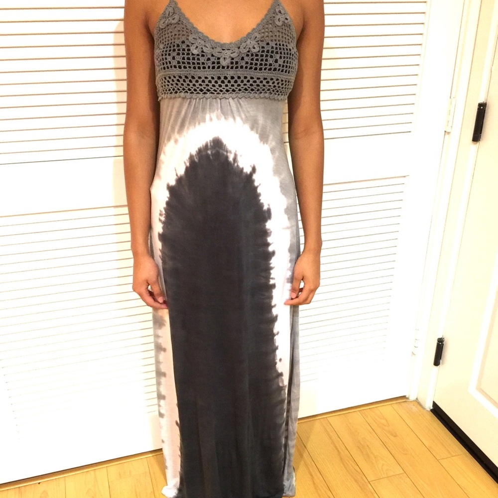 Crochet Halter Tie Dye Maxi Dress